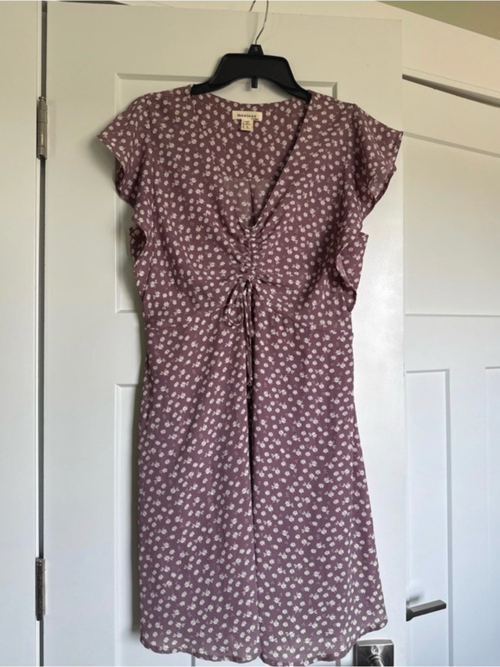 Monteau Dusty Mauve Floral Drawstring Midi Dress